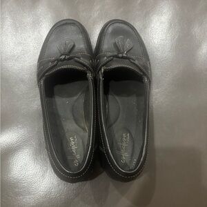 Clarks Black Leather Loafers, size 7 1/2 medium